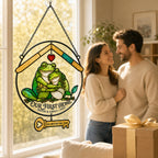 Personalized Our First Home Frog Couple Holographic Acrylic Suncatcher