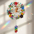 Personalized floral photo memorial wreath crystal suncatcher