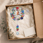 Personalized floral photo memorial wreath crystal suncatcher