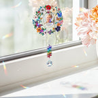 Personalized floral photo memorial wreath crystal suncatcher