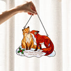 Personalized Fox Couple Our First Christmas Holographic Acrylic Suncatcher