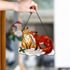 Personalized Fox Couple Our First Christmas Holographic Acrylic Suncatcher
