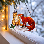Personalized Fox Couple Our First Christmas Holographic Acrylic Suncatcher