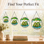 Personalized Frog Family Under Leaf Umbrella Holographic Acrylic Suncatcher