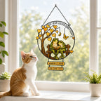 Personalized Golden Anniversary Frog Couple on Bench Holographic Acrylic Suncatcher