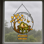 Personalized Golden Anniversary Frog Couple on Bench Holographic Acrylic Suncatcher