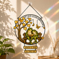 Personalized Golden Anniversary Frog Couple on Bench Holographic Acrylic Suncatcher