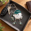 Personalized Golf Ball Buddy Acrylic Keychain with Dangling Golf Shoes — Name on the Cap, Six Team Colors