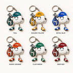 Personalized Golf Ball Buddy Acrylic Keychain with Dangling Golf Shoes — Name on the Cap, Six Team Colors