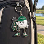 Personalized Golf Ball Buddy Acrylic Keychain with Dangling Golf Shoes — Name on the Cap, Six Team Colors