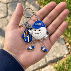 Personalized Golf Ball Buddy Acrylic Keychain with Dangling Golf Shoes — Name on the Cap, Six Team Colors