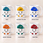 Personalized Golf Ball Buddy Mug — Name on the Cap, Six Team Colors, 11 or 15 oz