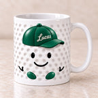 Personalized Golf Ball Buddy Mug — Name on the Cap, Six Team Colors, 11 or 15 oz