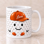 Personalized Golf Ball Buddy Mug — Name on the Cap, Six Team Colors, 11 or 15 oz