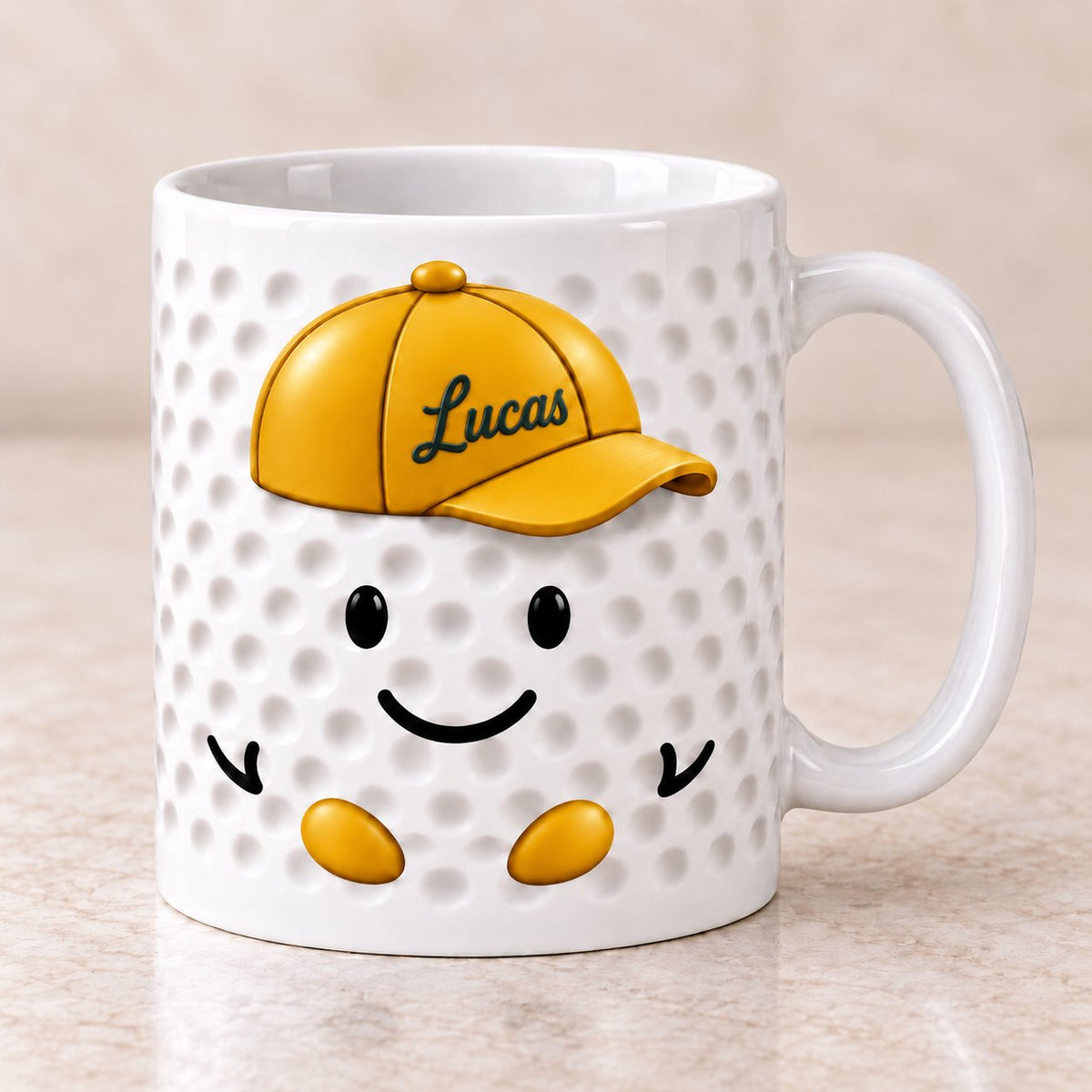 Personalized Golf Ball Buddy Mug — Name on the Cap, Six Team Colors, 11 or 15 oz