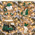 Personalized Golf Christmas Ornament Set of 4 — Golf Ball Buddy, Golf Bag, Golf Cart & Golfer, Ceramic, Six Team Colors