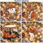 Personalized Golf Christmas Ornament Set of 4 — Golf Ball Buddy, Golf Bag, Golf Cart & Golfer, Ceramic, Six Team Colors