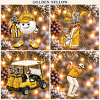 Personalized Golf Christmas Ornament Set of 4 — Golf Ball Buddy, Golf Bag, Golf Cart & Golfer, Ceramic, Six Team Colors