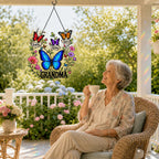 Personalized Grandma Butterfly Wreath Holographic Acrylic Suncatcher