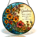Personalized Grandma Floral Suncatcher on a white background