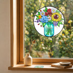 Personalized grandma suncatcher in a bright window
