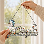 Personalized Grandma Goose & Goslings Holographic Acrylic Suncatcher