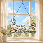 Personalized Grandma Goose & Goslings Holographic Acrylic Suncatcher