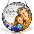 Personalized Grandma & Grandkids Photo Suncatcher on a white background