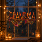 Personalized Grandma Halloween Spider Web Holographic Acrylic Suncatcher
