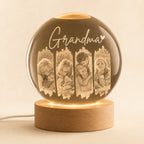 Personalized Grandma Photo Collage Crystal Ball Night Light