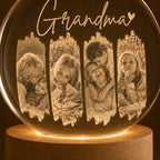 Personalized Grandma Photo Collage Crystal Ball Night Light