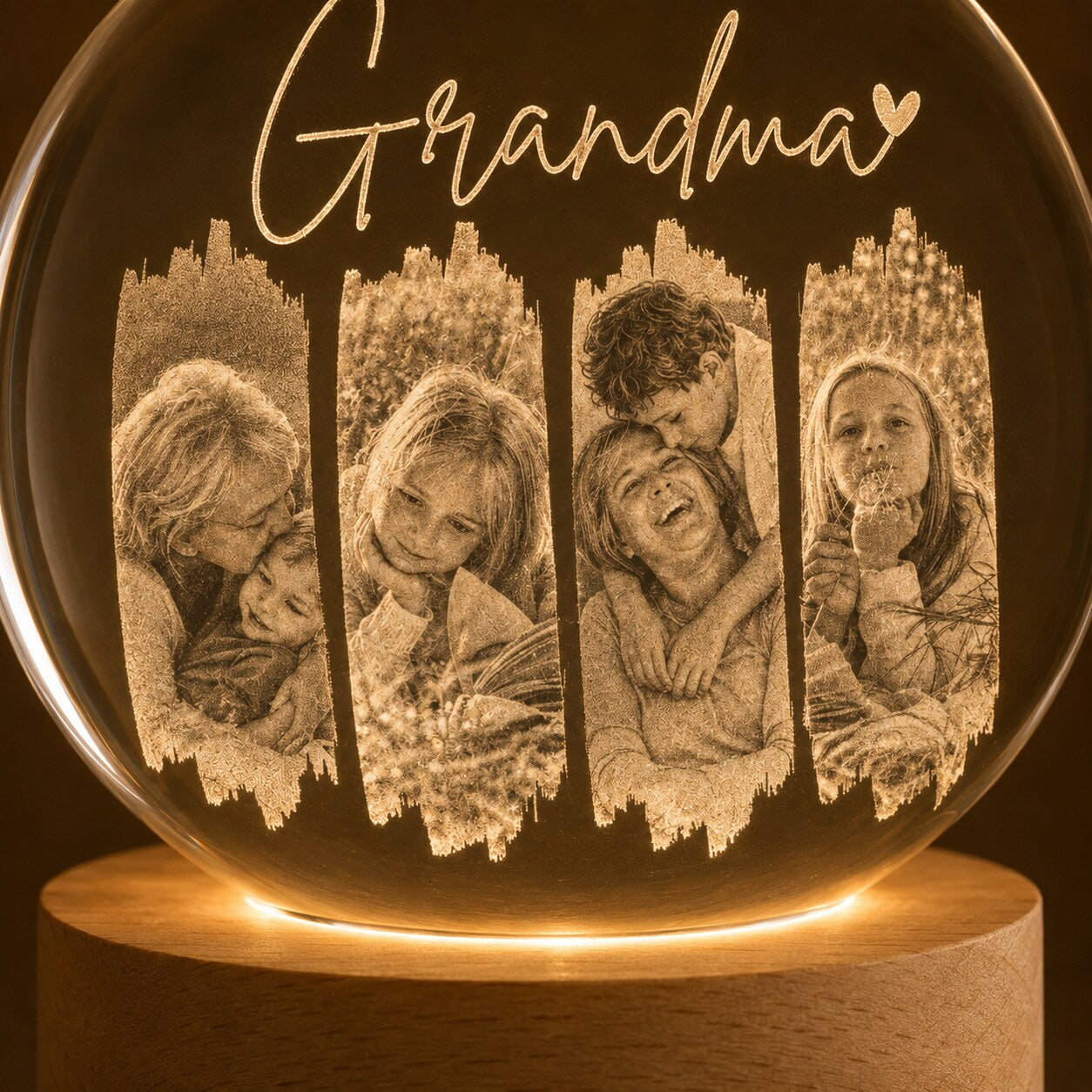 Personalized Grandma Photo Collage Crystal Ball Night Light