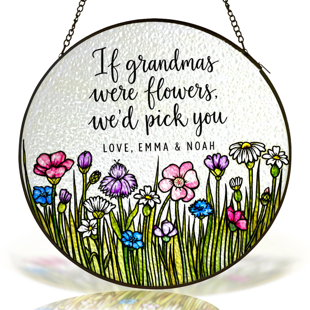 Personalized Grandma Wildflower Suncatcher on a white background