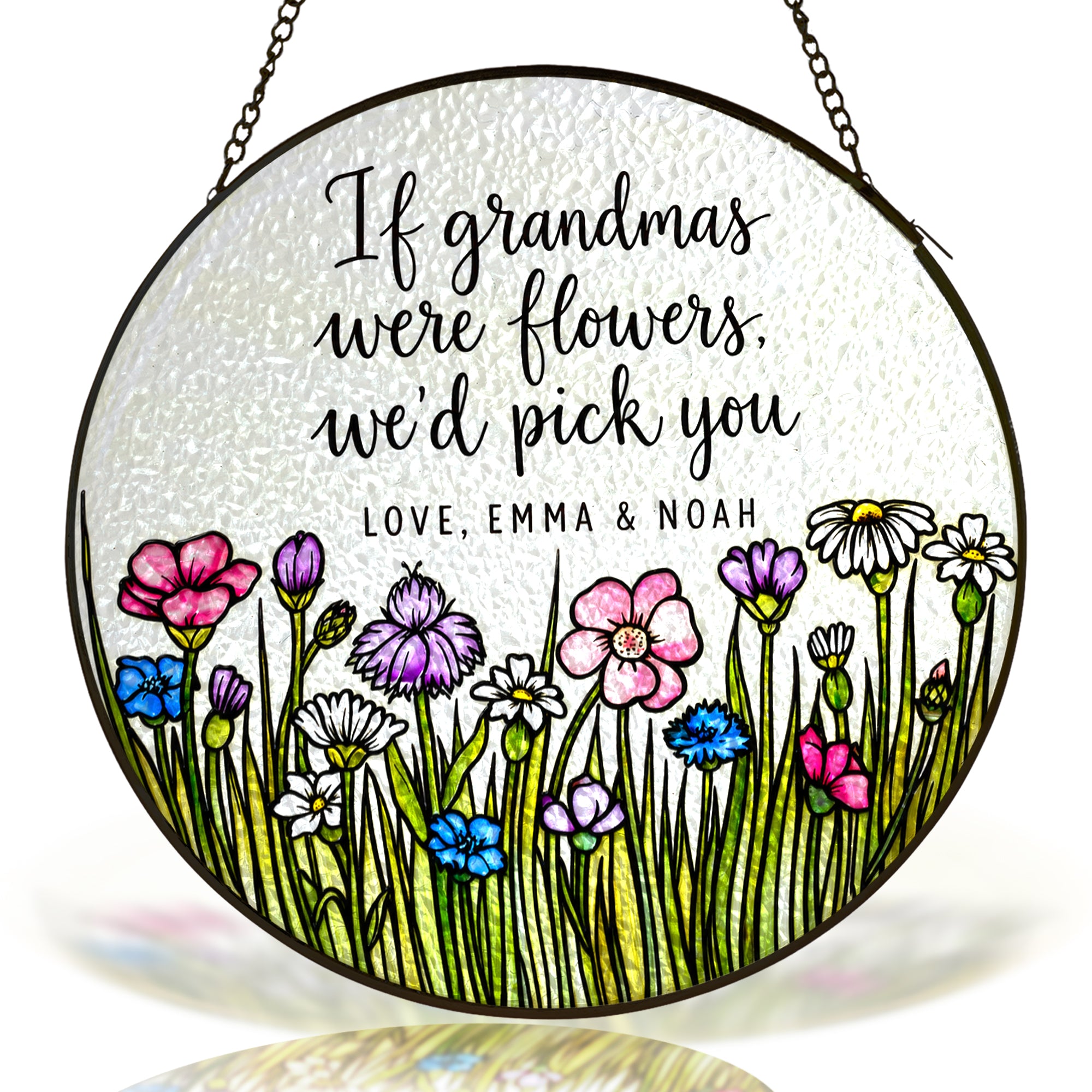Personalized Grandma Wildflower Suncatcher on a white background
