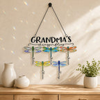 Personalized Grandma's Dragonflies Holographic Acrylic Suncatcher