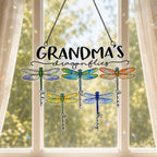 Personalized Grandma's Dragonflies Holographic Acrylic Suncatcher