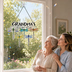 Personalized Grandma's Dragonflies Holographic Acrylic Suncatcher