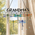 Personalized Grandma's Dragonflies Holographic Acrylic Suncatcher