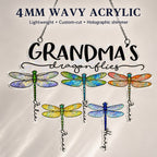 Personalized Grandma's Dragonflies Holographic Acrylic Suncatcher