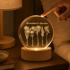 Personalized Grandma's Garden Birth Flower Crystal Ball Night Light