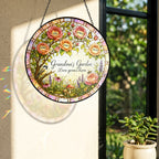 Grandma's Garden rose tree suncatcher on a wall with rainbow sunlight