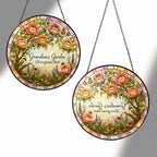 Front and back view of the personalized rose tree suncatcher