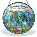 Personalized Grandma's Garden sea turtle stained glass suncatcher with grandkids names
