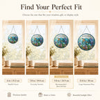Size guide for the sea turtle suncatcher in 6, 7.8, 9.8 and 11.8 inch