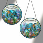 Front and back view of the personalized sea turtle suncatcher