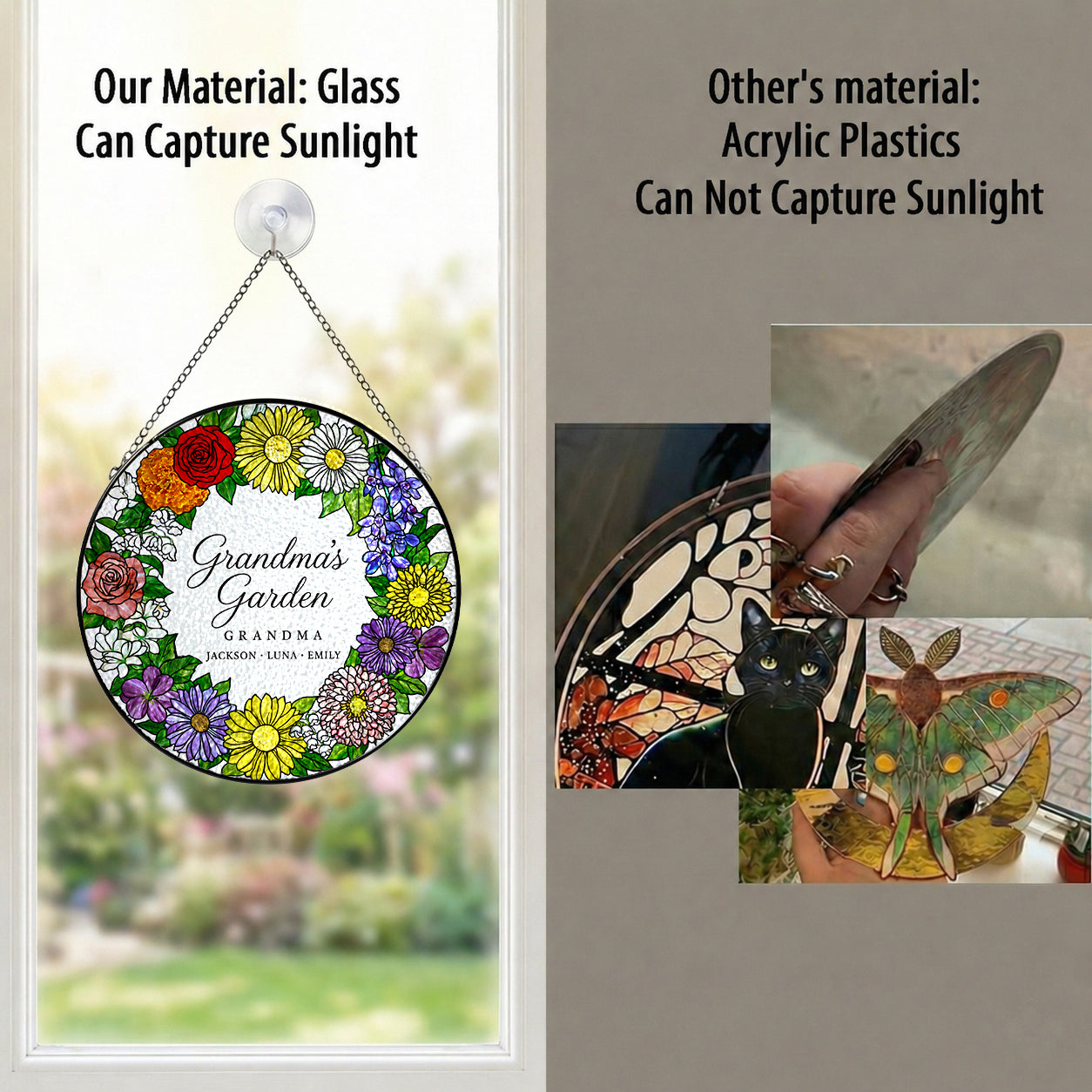 Personalized Grandma's Garden Floral Wreath Suncatcher - image 3