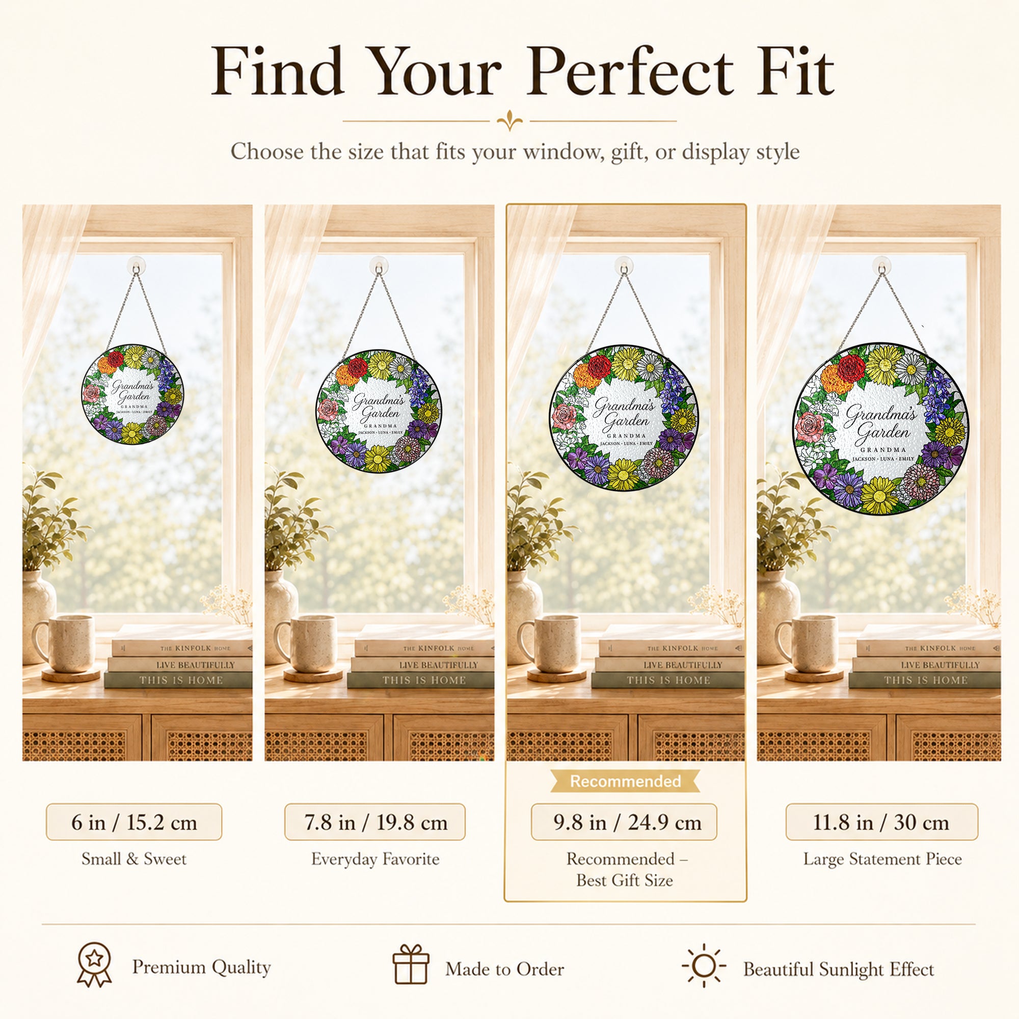Personalized Grandma's Garden Floral Wreath Suncatcher - image 5