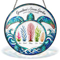 Personalized Grandma's Ocean Garden turtle stained glass suncatcher with grandkids names