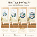 Size guide for the ocean garden turtle suncatcher in 6, 7.8, 9.8 and 11.8 inch