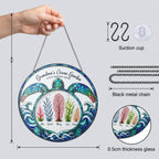Suncatcher dimensions with included metal chain, S-hooks and suction cup